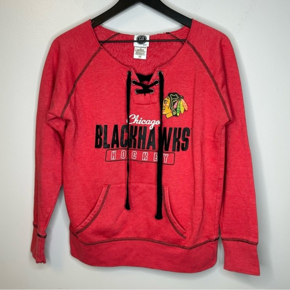 NHL Chicago Blackhawk’s Women’s Lace Up Sweatshirt Size L 12/14